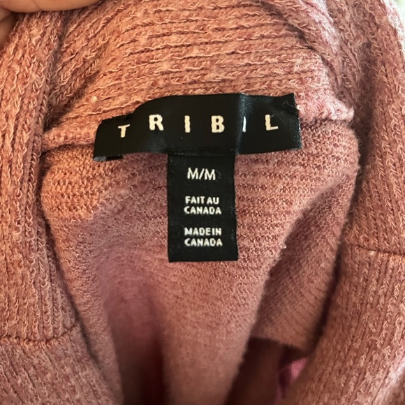 Tribal Dusty Rose Cowl Neck Sweater Canada bow feminine dainty cozy cottage - Picture 5 of 5